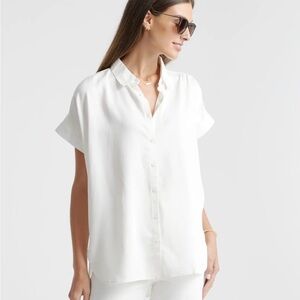 Quince Women's White Button-Up Blouse